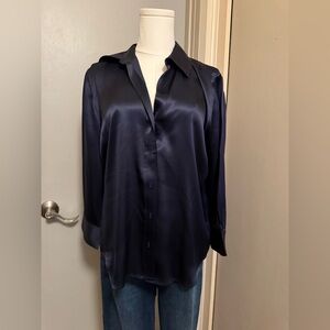 L’AGENCE Dani Silk Satin Button-Down Blouse | 3/4 Sleeve | Luxe Chic